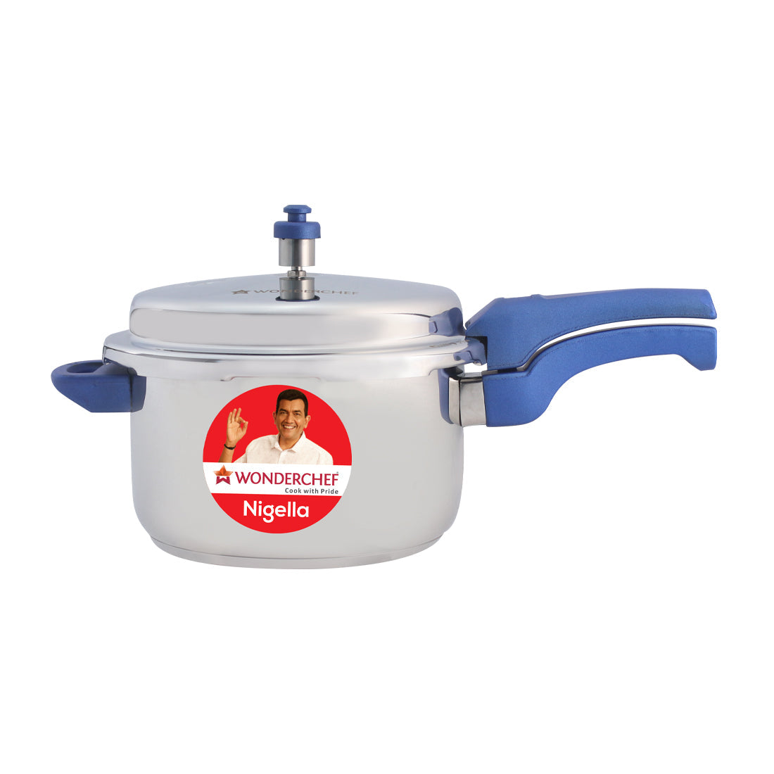 Nigella Induction Base Stainless Steel Pressure Cooker with Outer Lid Blue 1.5L