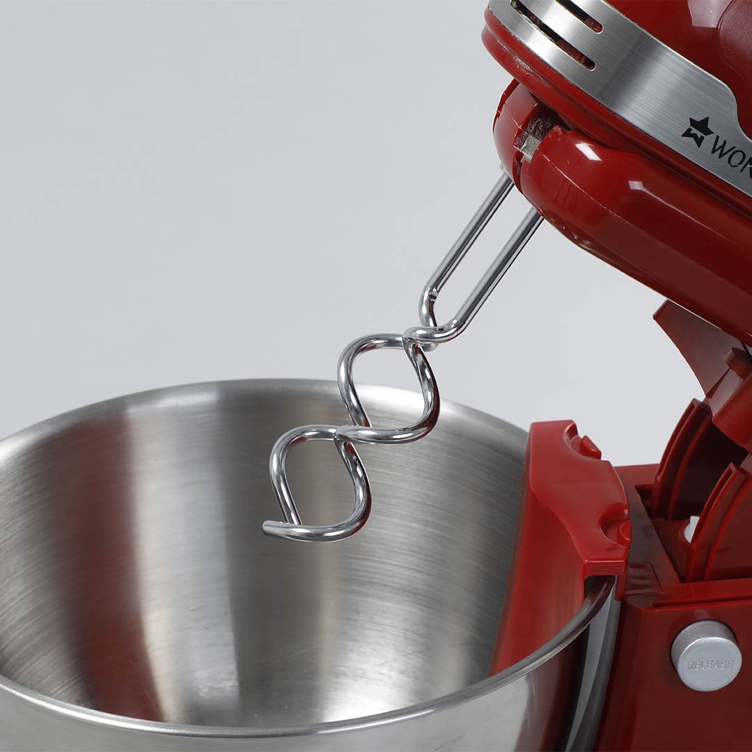 Stand Mixer, Beater And Dough Kneader Crimson Edge, 3 Attachments, 5 Speed Setting, 4.5L Bowl, 2 Years Warranty, 300W – Red