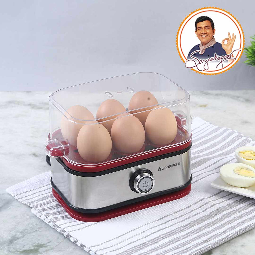 Egg Boiler Crimson Edge With 6 Egg Poacher, 400W, Auto Switch Off, Alarm Function, 2 Years Warranty