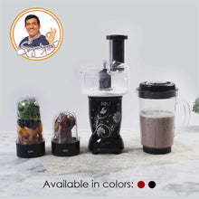 Load image into Gallery viewer, Nutri-blend BOLT-600W Mixer With Compact Food Processor &amp; Atta Kneader, Stronger &amp; Swifter With Sipper Lid, 22000RPM, 4 Unbreakable Jars, Sharper Steel Blades, 2 Yrs Warranty, Black, E-Recipe Book By Chef Sanjeev Kapoor