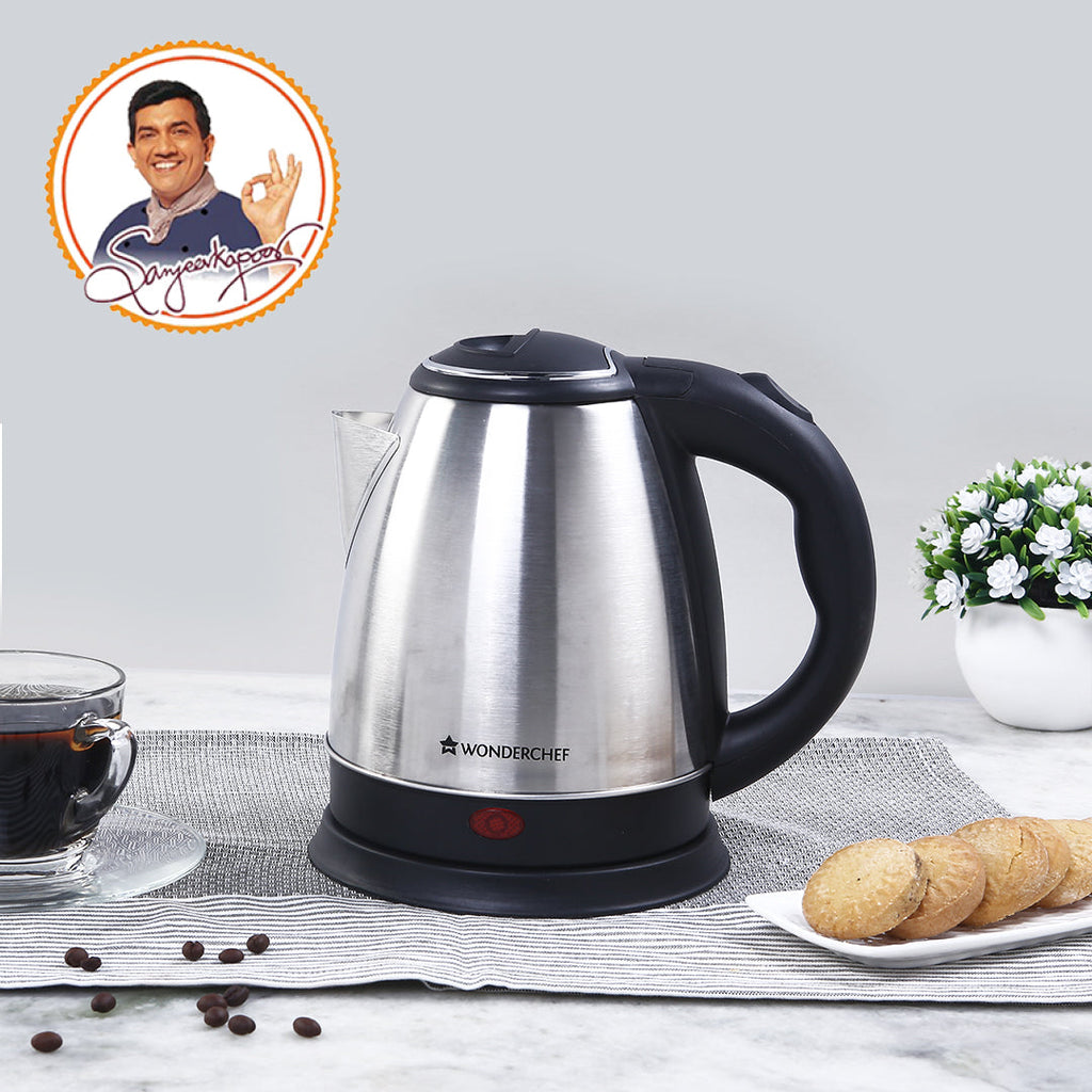 Crescent Electric Kettle, Stainless Steel Interior, Ergonomic Handle, Safety Locking Lid- 1.2L, 1350W, 2 Years Warranty