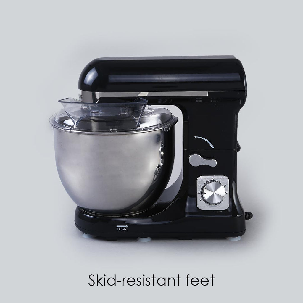 Die-cast Metal Stand Mixer & Beater, 3 Attachments, 6 Speed Setting, 5L Bowl, 1000W – Black