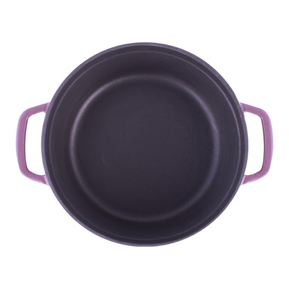 Ferro Cast-iron Casserole with Lid, Induction Friendly, Enamel Coating- 3.5mm, Purple, 5 Years Warranty