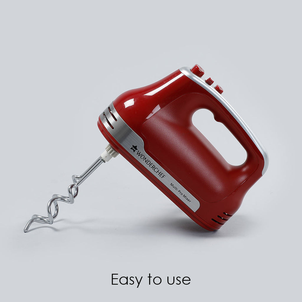 Hand Mixer Crimson Edge, 5 Speed Setting with Stainless Steel Beaters and Dough Hooks, 2 Years Warranty, 300W, Red