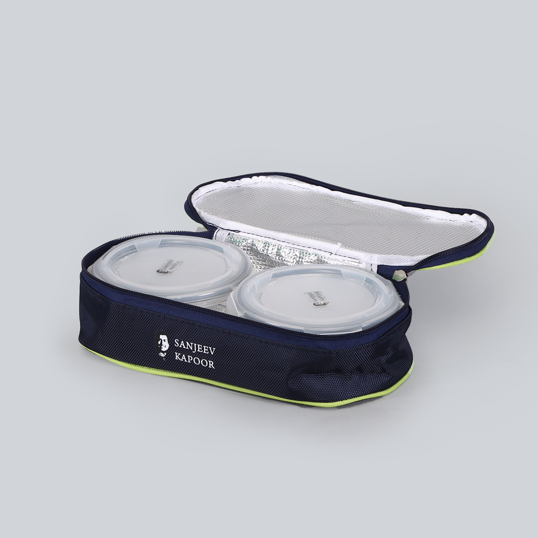 Boston Round Glass Lunch Boxes With Insulated Bag 400ml - Set Of 2 Pcs