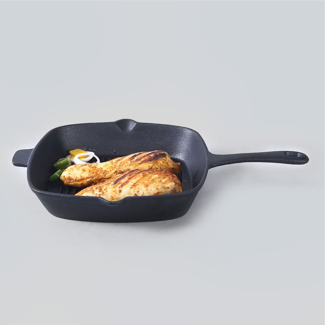 Forza Cast-iron Grill Pan, Pre-Seasoned Cookware, Induction Friendly, 26cm, 3.8mm