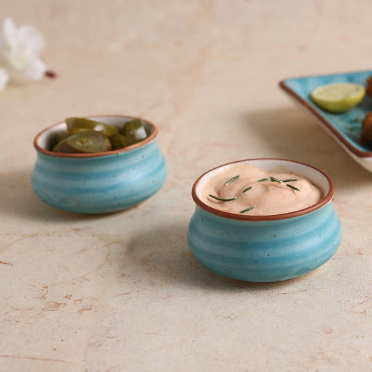 Teramo Stoneware Vati 8 cm x 4 cm - Blue (Set of 2)