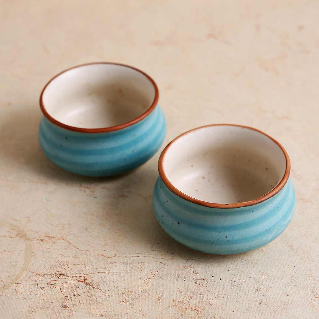 Teramo Stoneware Vati 8 cm x 4 cm - Blue (Set of 2)