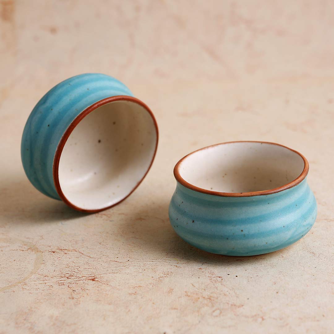 Teramo Stoneware Vati 8 cm x 4 cm - Blue (Set of 2)