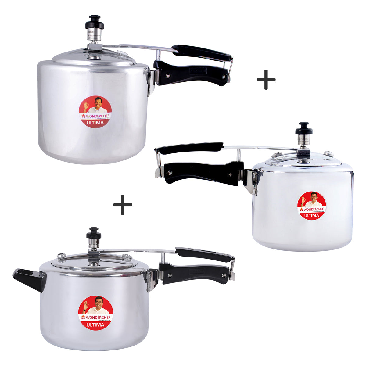 Ultima Aluminium Inner Lid Pressure Cooker Set (2L, 3L & 5L)