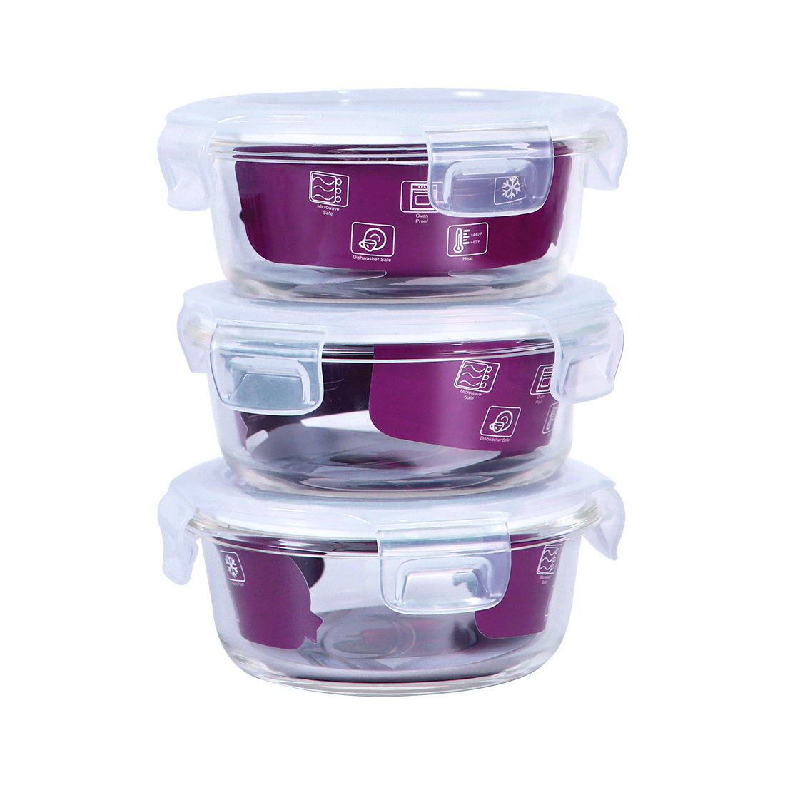 Nutri-Meal Lunch Box With Bag and 3 Toughened Glass Containers, Anti-Spill Design