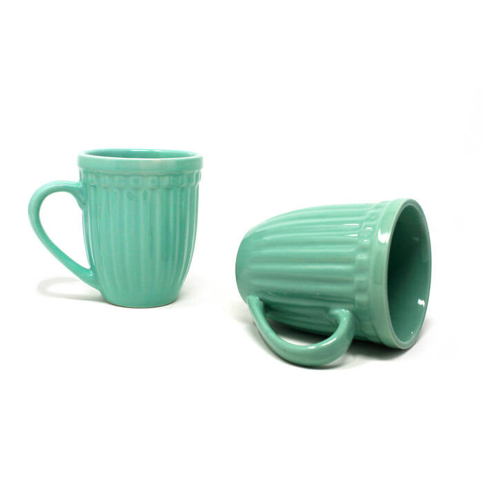 Earth Store Glam Matte Sea Green Mug  (Set of 2)