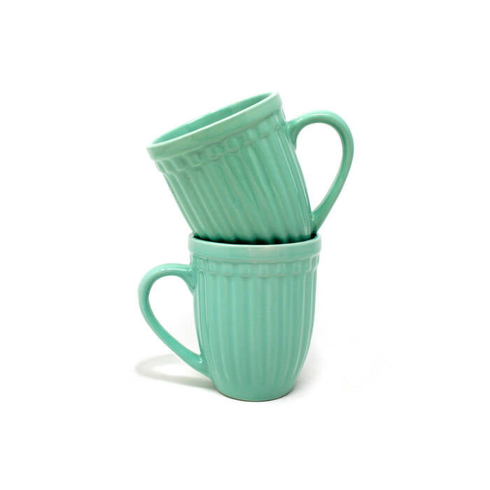 Earth Store Glam Matte Sea Green Mug  (Set of 2)