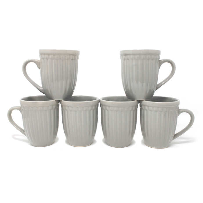 Earth Store Grey Glam Matte Mugs (Set of 6)