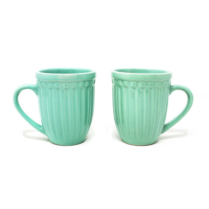 Earth Store Glam Matte Sea Green Mug  (Set of 2)