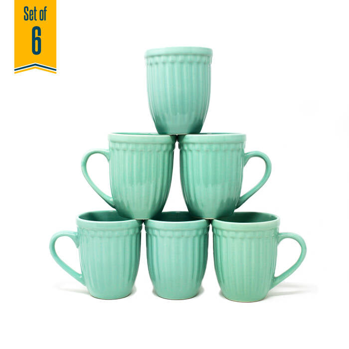 Earth Store Glam Matte Sea Green Mugs (Set of 6)