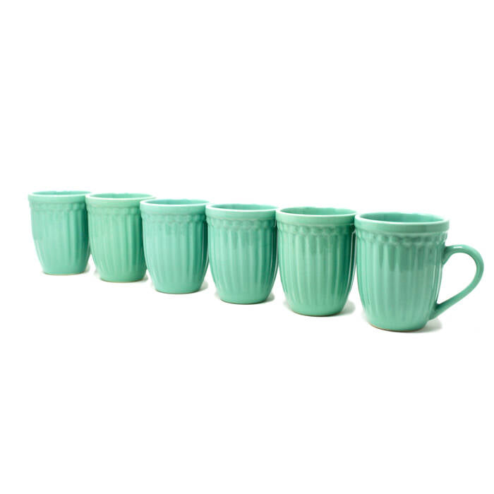 Earth Store Glam Matte Sea Green Mugs (Set of 6)