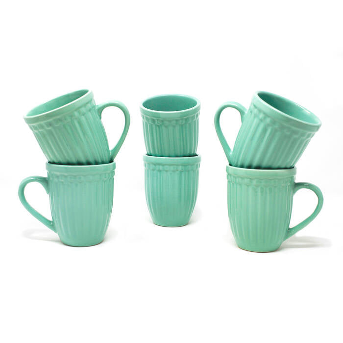 Earth Store Glam Matte Sea Green Mugs (Set of 6)