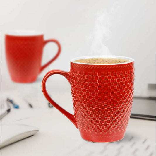 Earth Store Milk Mug Red Check  (Set of 2)