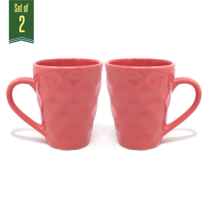 Earth Store Peach Diamond Mug  (Set of 2)