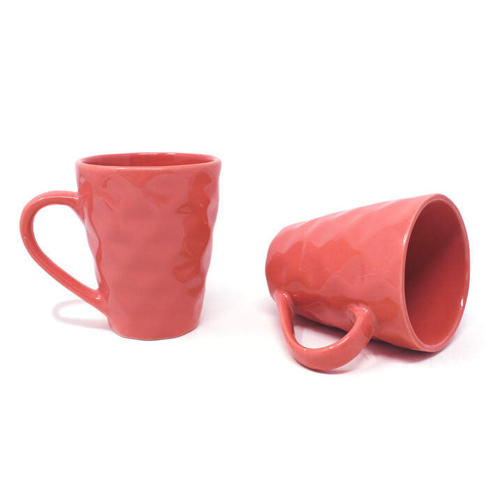 Earth Store Peach Diamond Mug  (Set of 2)