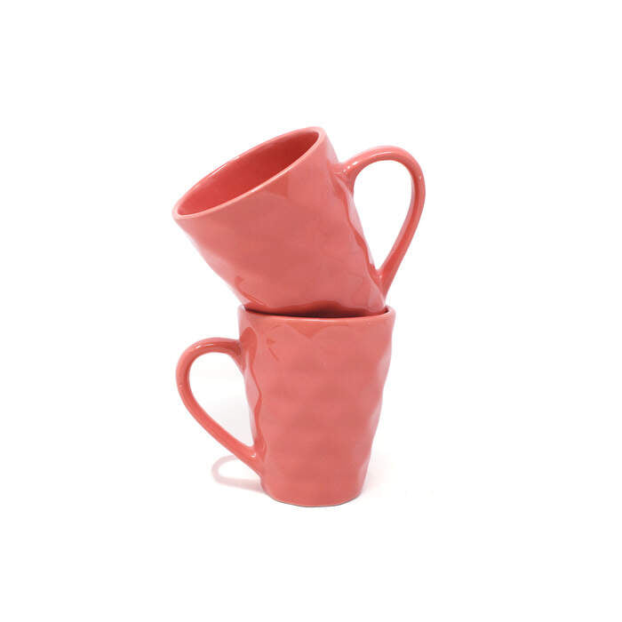 Earth Store Peach Diamond Mug  (Set of 2)