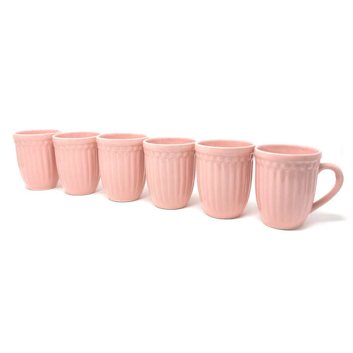 Earth Store Glam Matte Pink Mugs (Set of 6)