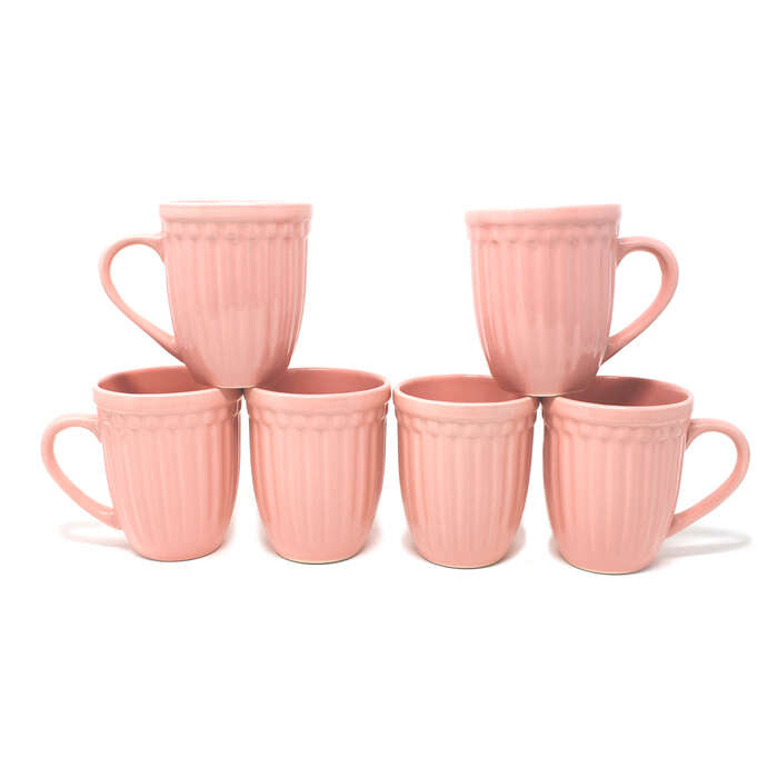 Earth Store Glam Matte Pink Mugs (Set of 6)