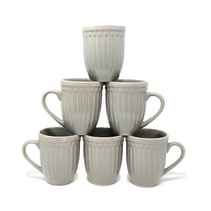 Earth Store Grey Glam Matte Mugs (Set of 6)