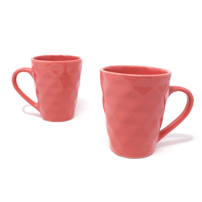 Earth Store Peach Diamond Mug  (Set of 2)