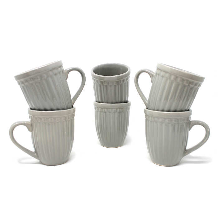 Earth Store Grey Glam Matte Mugs (Set of 6)