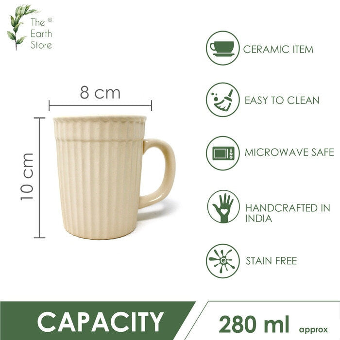 Earth Store Cream Frontier Coffee Mug  (Set of 2)