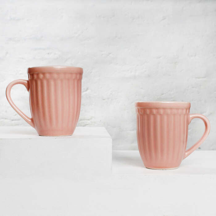 Earth Store Glam Matte Pink Mug  (Set of 2)