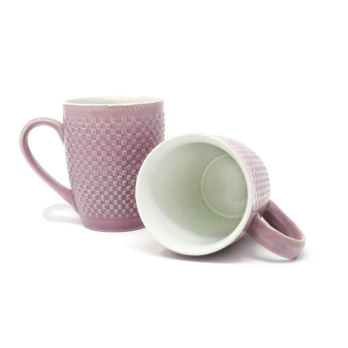 Earth Store Milk Mug Purple Check  (Set of 2)