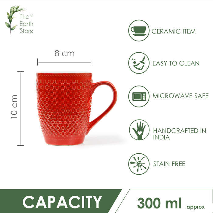 Earth Store Milk Mug Red Check  (Set of 2)