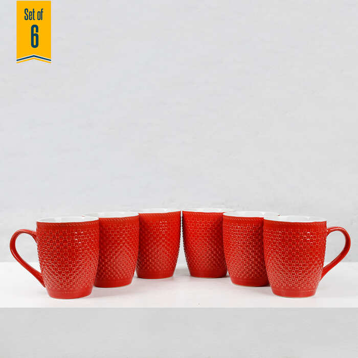 Earth Store Milk Mugs Red Check (Set of 6)