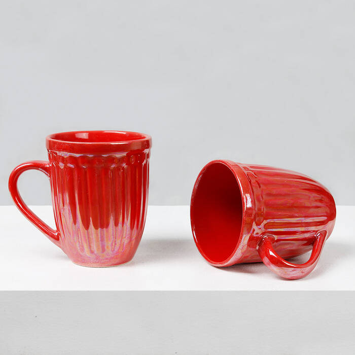 Earth Store Glam Red Mug  (Set of 2)