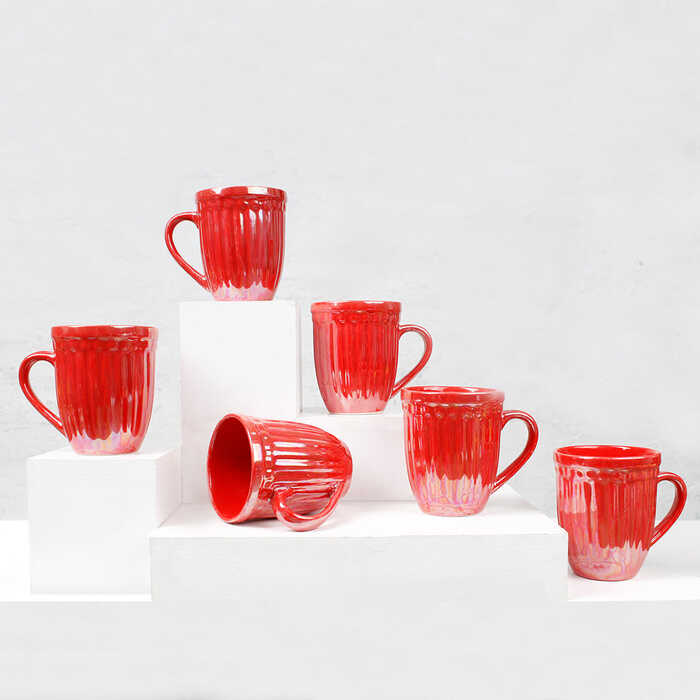 Earth Store Glam Red Mug (Set of 6)