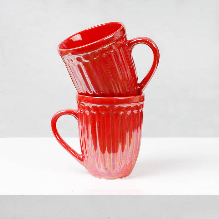 Earth Store Glam Red Mug  (Set of 2)