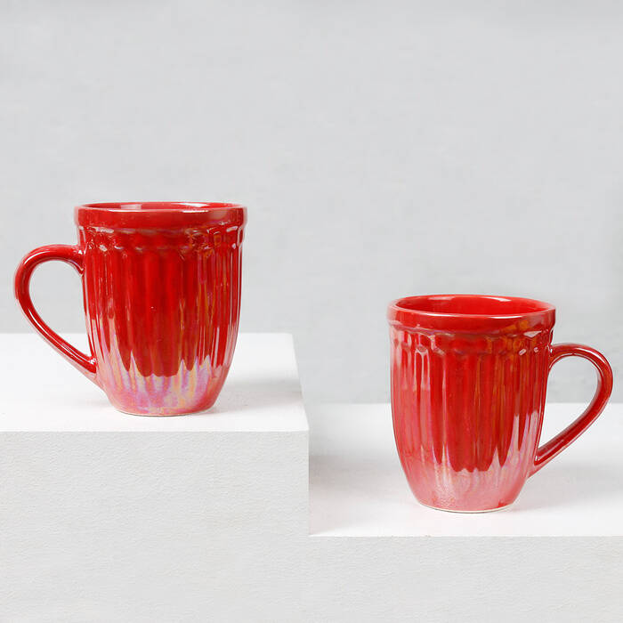 Earth Store Glam Red Mug  (Set of 2)