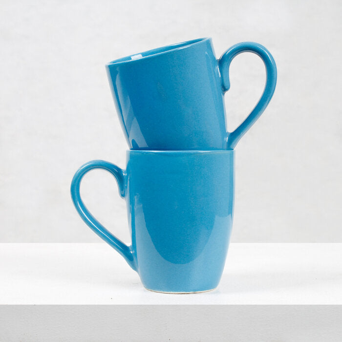 Earth Store Solid Blue Mug  (Set of 2)