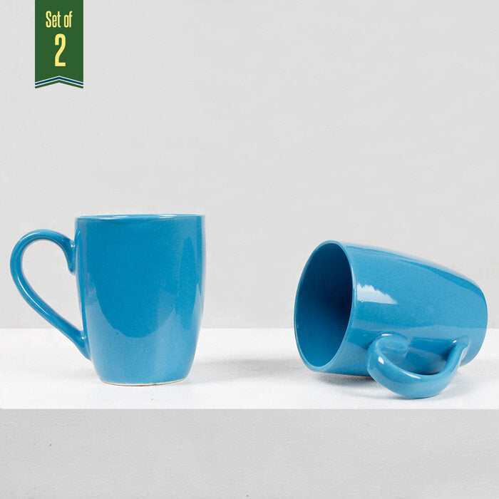 Earth Store Solid Blue Mug  (Set of 2)