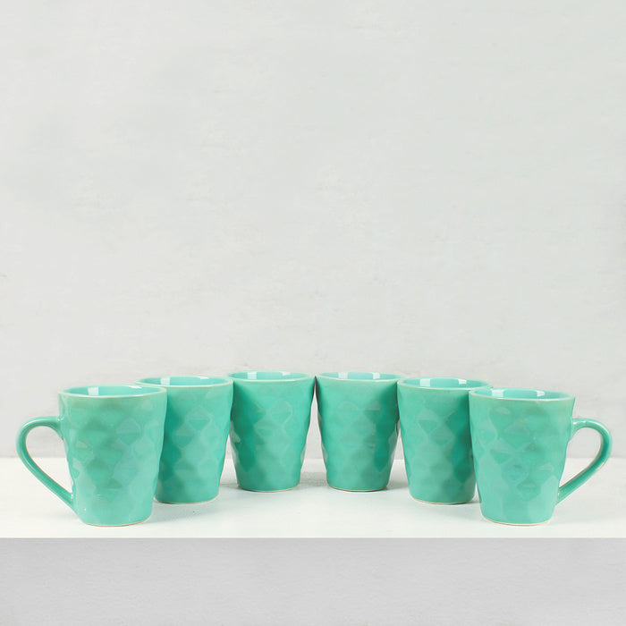 Earth Store Green Diamond Plain Mugs (Set of 6)