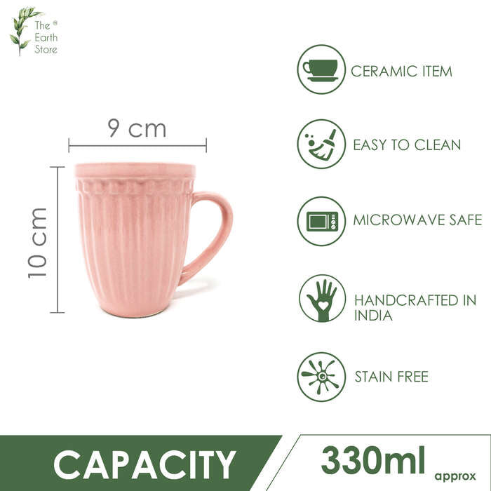 Earth Store Glam Matte Pink Mugs (Set of 6)