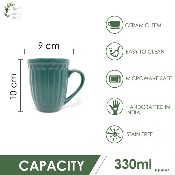 Earth Store Glam Matte Sea Green Mugs (Set of 6)