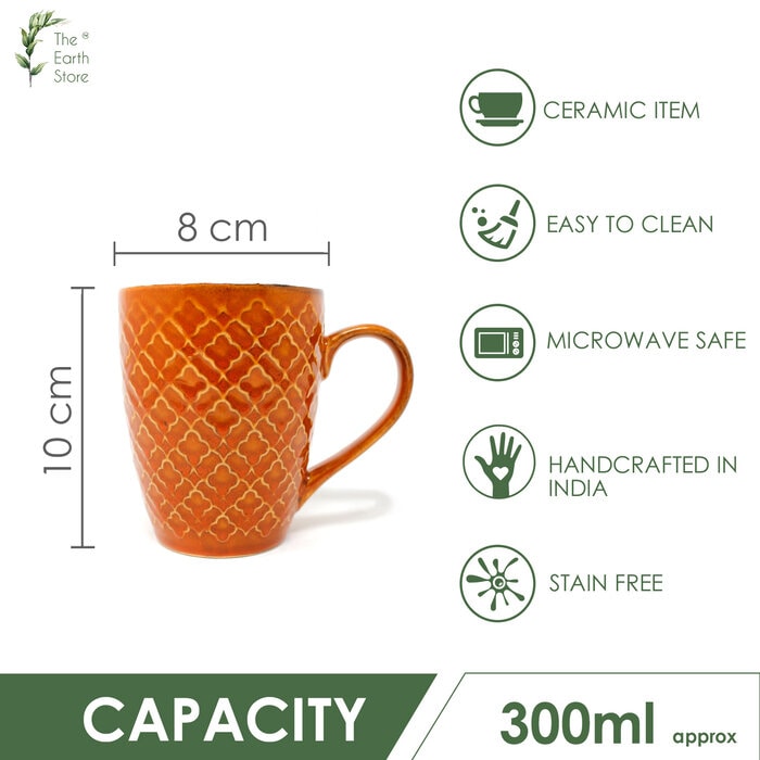 Earth Store Orange Coffee Mugs (Set of 6)