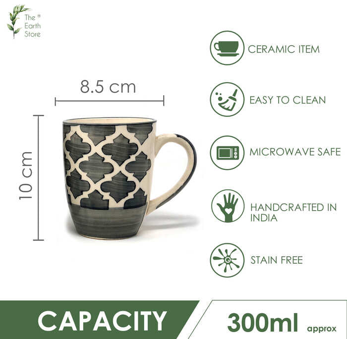 Earth Store Milk Mug Grey Carpet  (Set of 2)