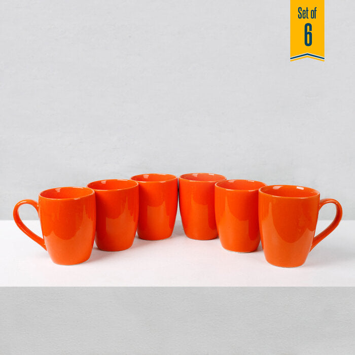 Earth Store Solid Orange Mug (Set of 6)