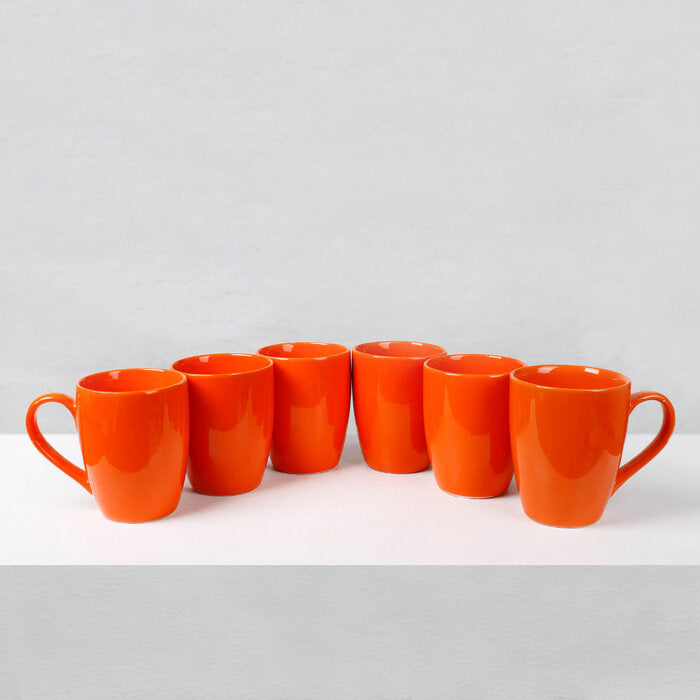 Earth Store Solid Orange Mug (Set of 6)