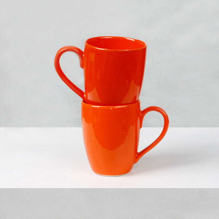 Earth Store Solid Orange Mug  (Set of 2)